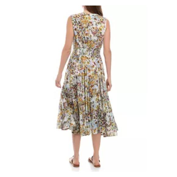 Philosophy Womens Floral Smocked Waist Dress Sleeveless Cottagecore Peasant Sz S - Picture 2 of 14